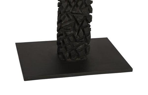 Set of 3 Charred Black Wood Post Sculptures