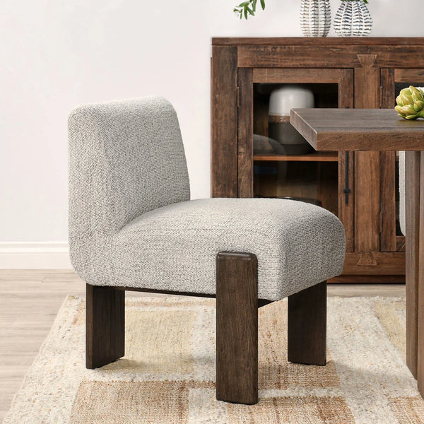 Ash Wood & Boucle Upholstered Dining Chair