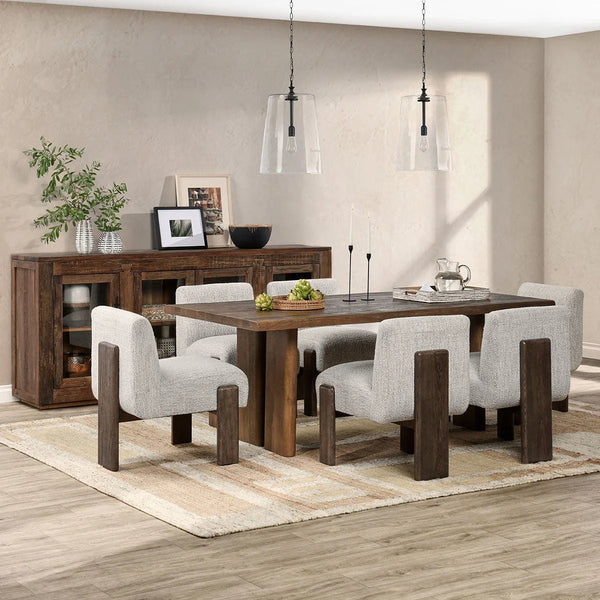 Ash Wood & Boucle Upholstered Dining Chair