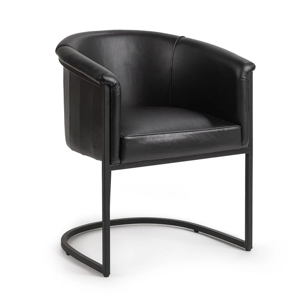 Black Leather Curved Dining Chair