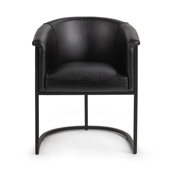 Black Leather Curved Dining Chair