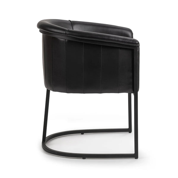 Black Leather Curved Dining Chair
