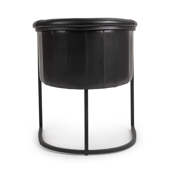 Black Leather Curved Dining Chair