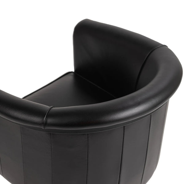 Black Leather Curved Dining Chair