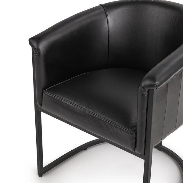 Black Leather Curved Dining Chair