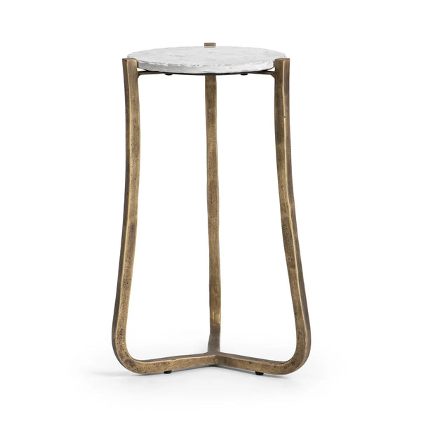 Chiseled White Marble Martini Table