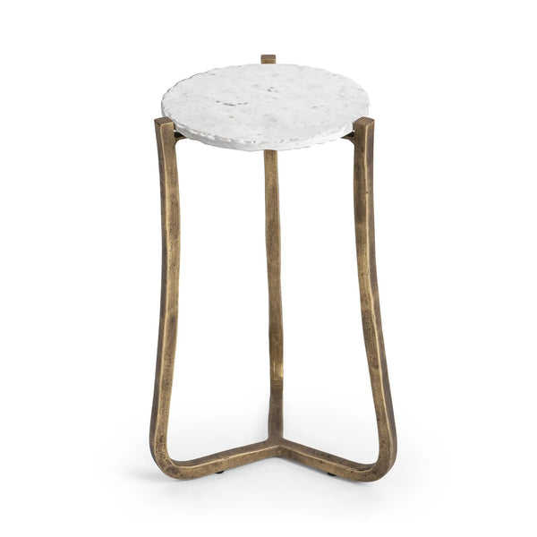 Chiseled White Marble Martini Table