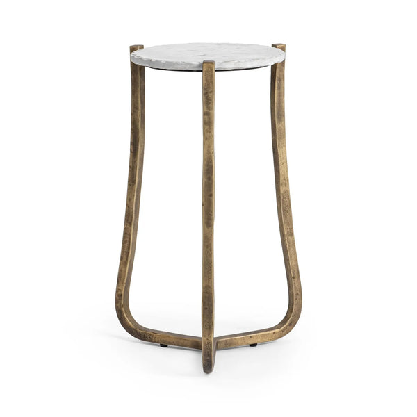 Chiseled White Marble Martini Table