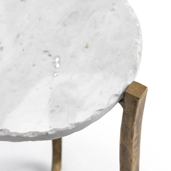 Chiseled White Marble Martini Table
