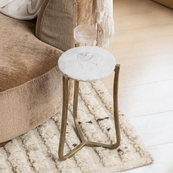 Chiseled White Marble Martini Table