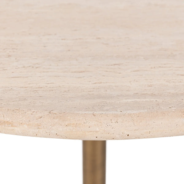 36” Travertine & Gold Iron Dining Table