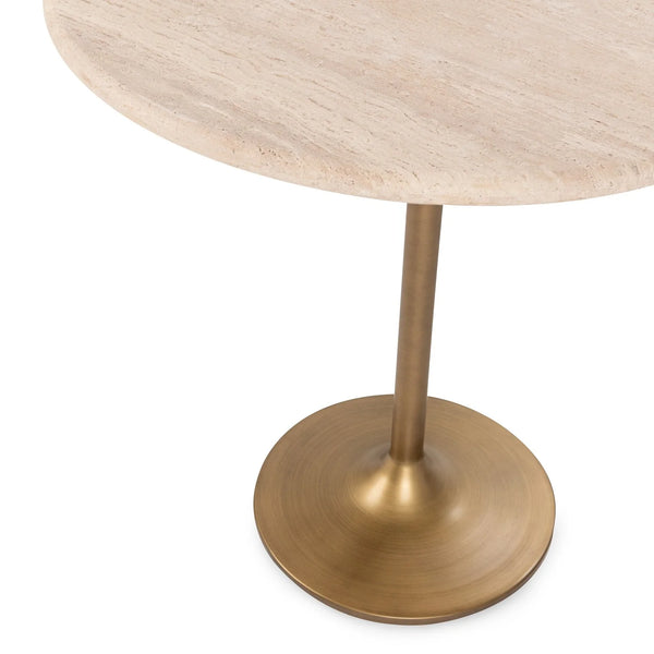 36” Travertine & Gold Iron Dining Table