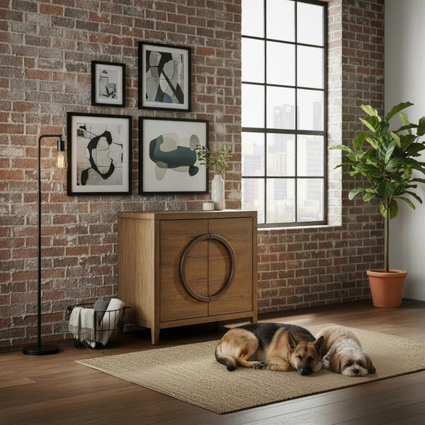 2 Door Bunching Cabinet-Oak