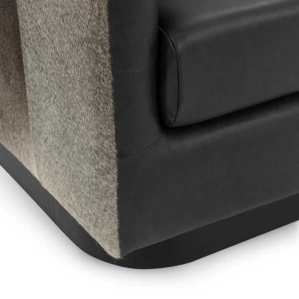 Black Leather & Hide Swivel Chair