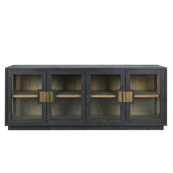 Reclaimed Pine & Glass Black Cabinet