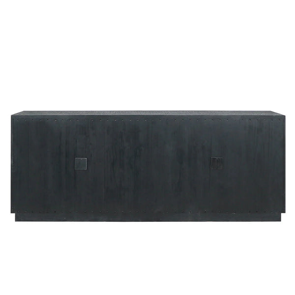 Reclaimed Pine & Glass Black Cabinet