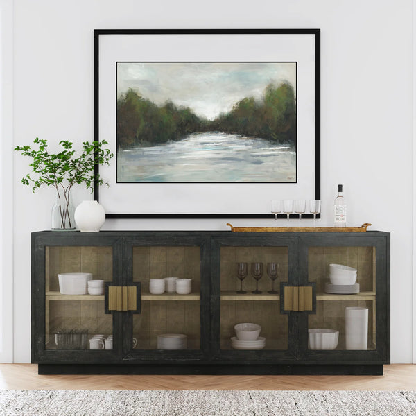 Reclaimed Pine & Glass Black Cabinet