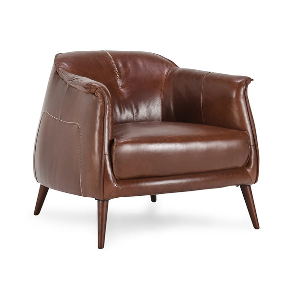 Mid-century Style Brown Leather Chair
