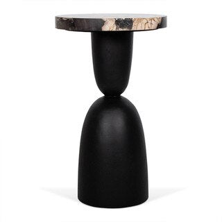 Petrified Wood & Munggur Wood Table Black