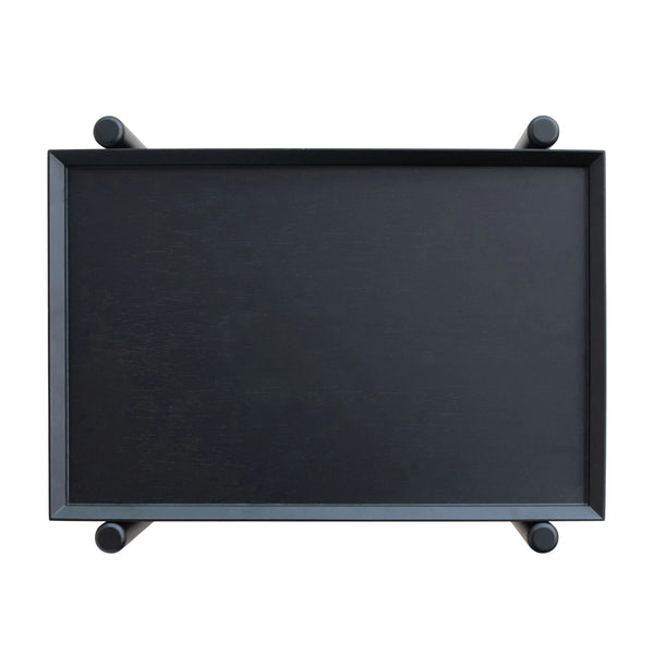 Black Rubber Wood 3Tier Bar Cart