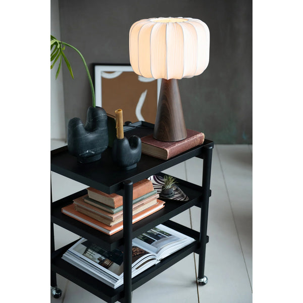 Black Rubber Wood 3Tier Bar Cart