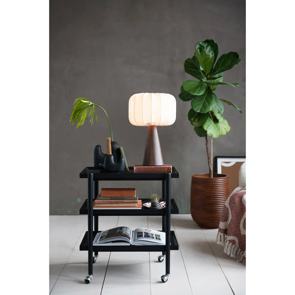 Black Rubber Wood 3Tier Bar Cart