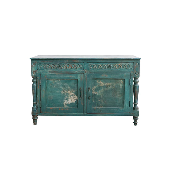 Hand-Painted Carved Vintage Cabinet