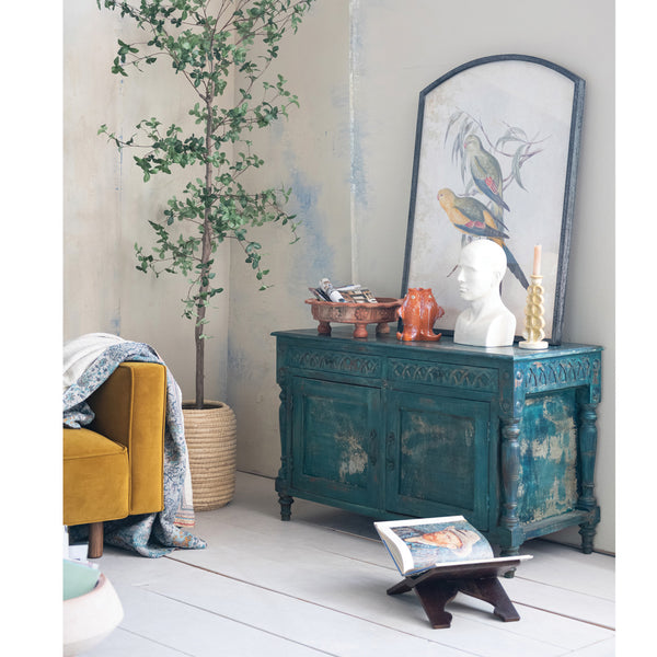 Hand-Painted Carved Vintage Cabinet