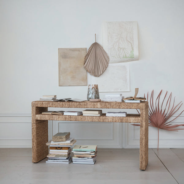 Hand-Woven Water Hyacinth & Acacia Console