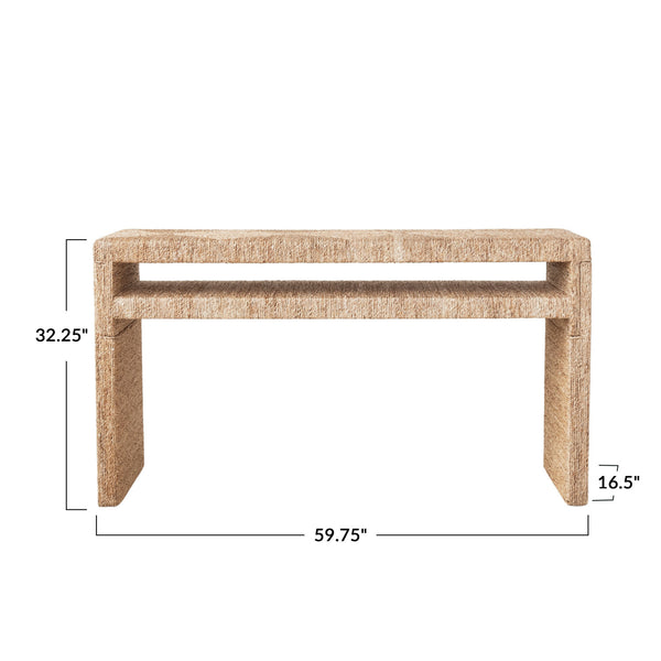 Hand-Woven Water Hyacinth & Acacia Console