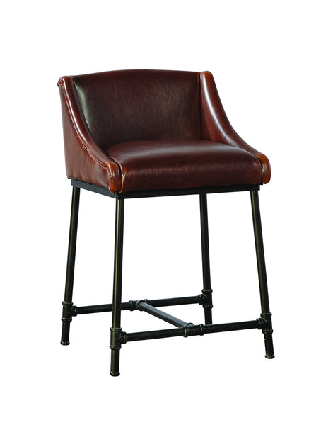 Brown Leather & Iron Counter Stool