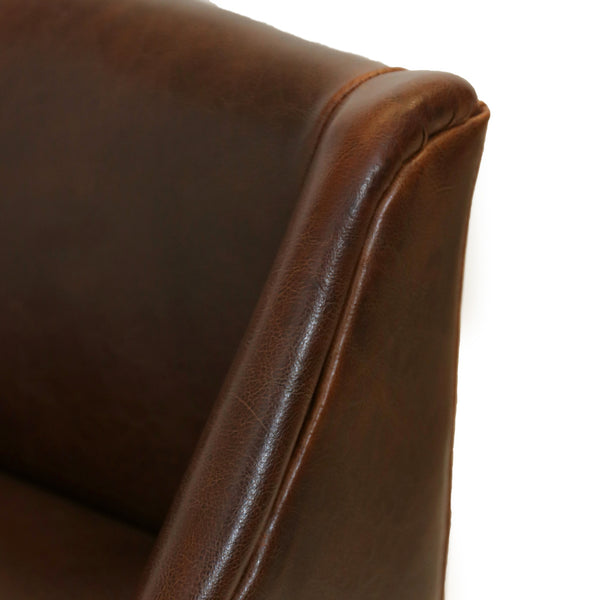 Brown Leather & Iron Barstool