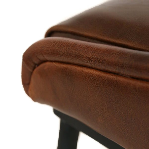 Brown Leather & Iron Barstool