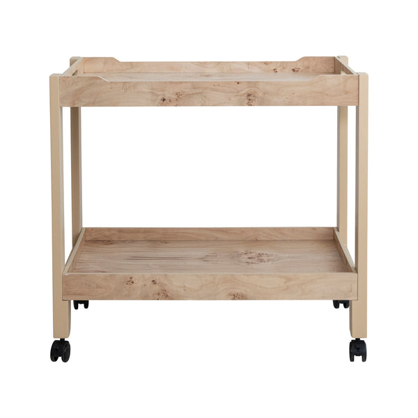 Burl Wood Veneer 2Tier Bar Cart
