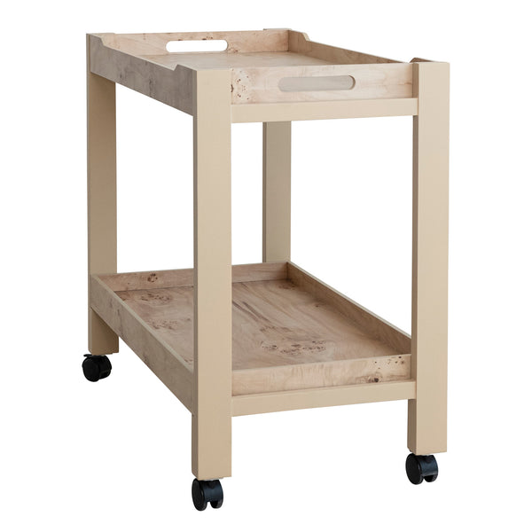 Burl Wood Veneer 2Tier Bar Cart