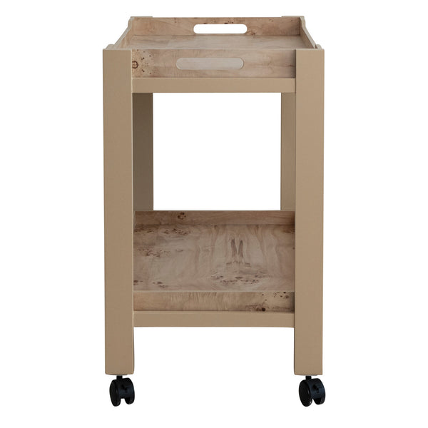 Burl Wood Veneer 2Tier Bar Cart