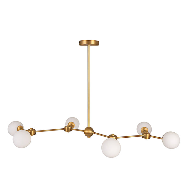 Gold Iron & Opal Glass Chandelier