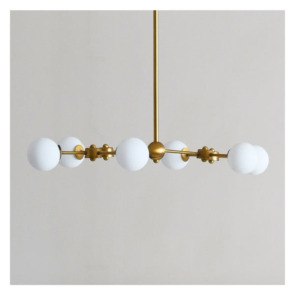 Gold Iron & Opal Glass Chandelier