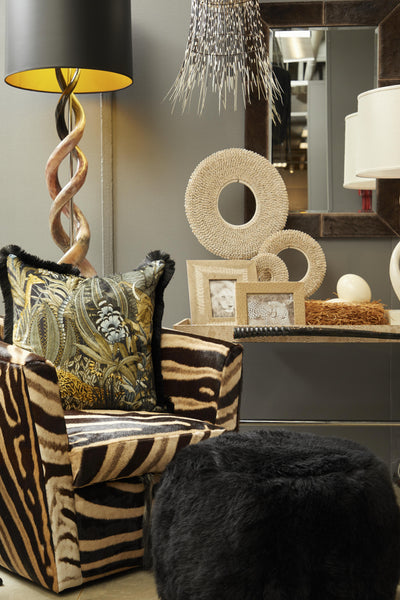 Black Sheepskin Tub Ottoman