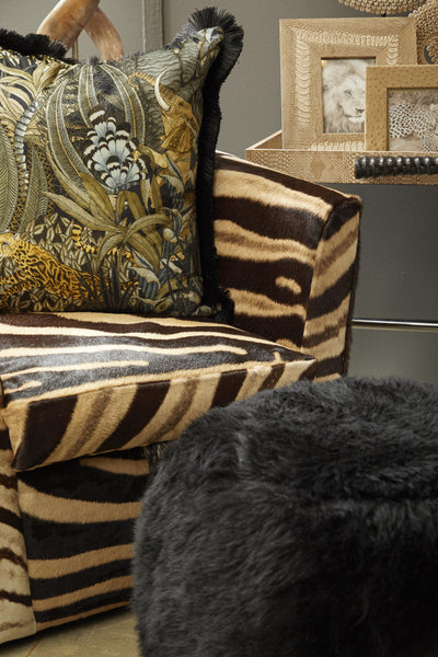 Black Sheepskin Tub Ottoman