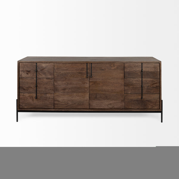 6 Drawer/ 2 Door Wood & Metal Sideboard