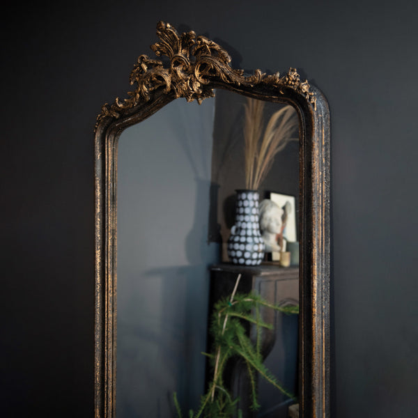 Distressed Black Gold Mirror