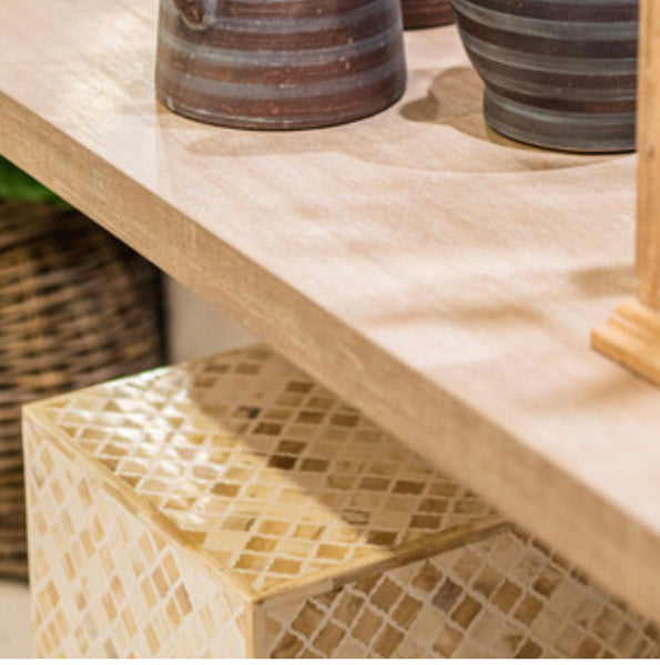 Tan & White Bone Stool