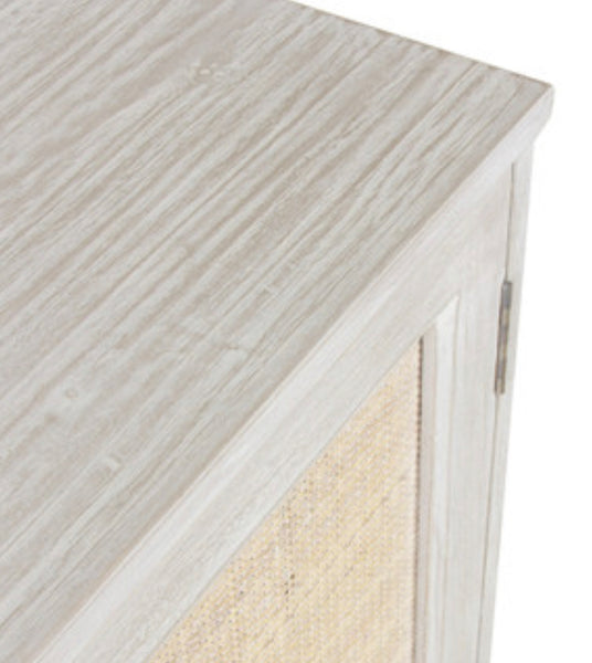 Teakwood & Cane White Cabinet