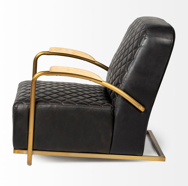 Black Leather Diamond Pattern Chair