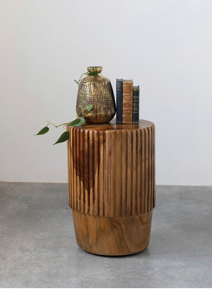 Carved Teakwood Stool/Side Table