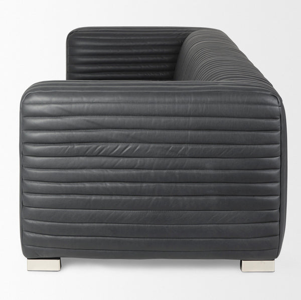 Black Top Grain Leather Sofa