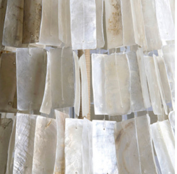 White Capiz Shell Teardrop Chandelier