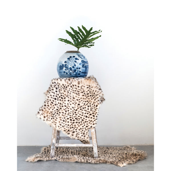 Leopard Print Goat Fur Rug 2’x3’