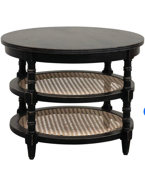 Mango Wood Table w/ Cane Shelves